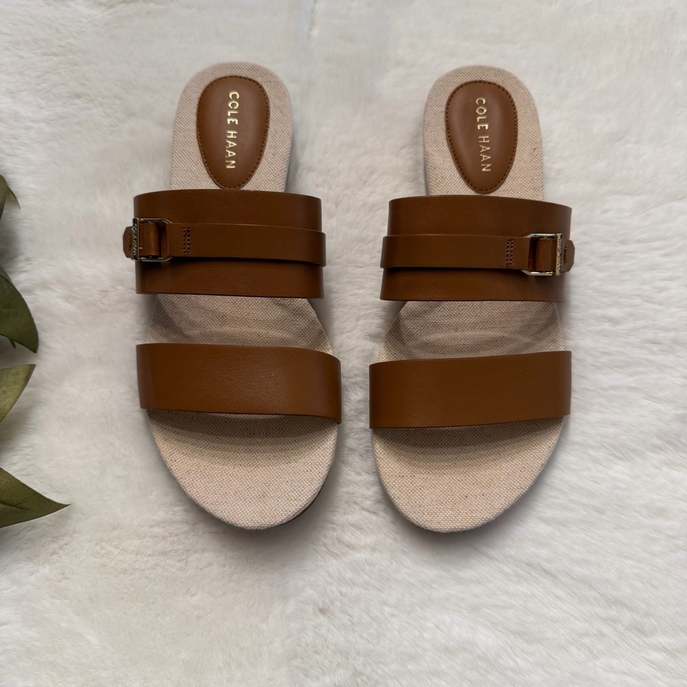 Cole Haan Women's Tan Buckle Slide Sandals
